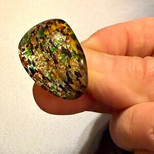 Murano Style Speckled Colorful Art Glass Ring Size 6.5
